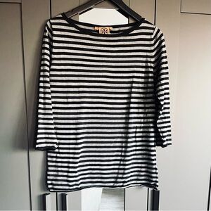 Tory Burch striped 3/4 sleeve thin sweater
